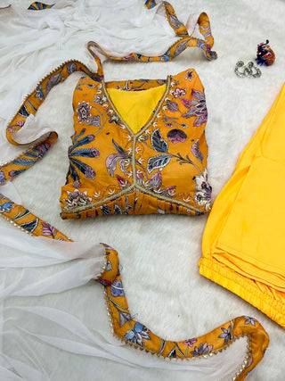 cotton-aliya-cut-gown-pant-dupatta-with-print-hand-made-glass-mirror-work-color-yellow-5