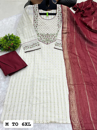 cotton-kurti-pant-dupatta-set-with-embroidery-sequins-work-color-white-maroon-2