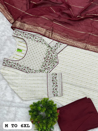 cotton-kurti-pant-dupatta-set-with-embroidery-sequins-work-color-white-maroon-3