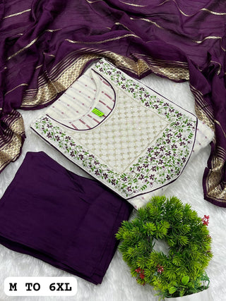 cotton-kurti-pant-dupatta-set-with-embroidery-sequins-work-color-white-purple-1