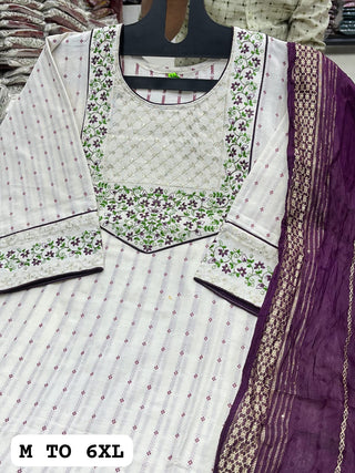 cotton-kurti-pant-dupatta-set-with-embroidery-sequins-work-color-white-purple-2
