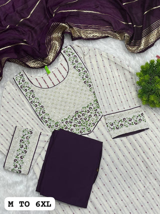 cotton-kurti-pant-dupatta-set-with-embroidery-sequins-work-color-white-purple-3