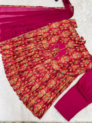 cotton-muslin-aliya-cut-gown-pant-dupatta-with-digital-print-hand-made-glass-mirror-work-color-red-3