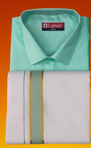 2-3 Days Delivery! Traditional Wear Tissue Cotton Shirt and  Dhotti, Vesti, Vetti with Pocket and Velcro work (Copy)
