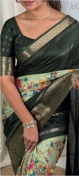 dull-moss-printed-sarees-zari-jacquard-border-color-bottle-green-2