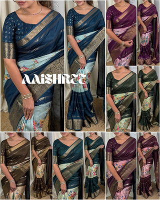 dull-moss-printed-sarees-zari-jacquard-border