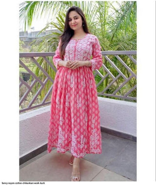 2-3 Days Delivery! Indian Kurtis for  Women Indian Wear Ready to Wear Rayon Cotton with Chikankari Party Wear, Listing ID: 8957089775898