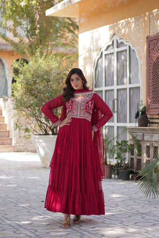 faux-blooming-georgette-gown-dupatta-suit-with-embroidery-pearl-work-color-red-2