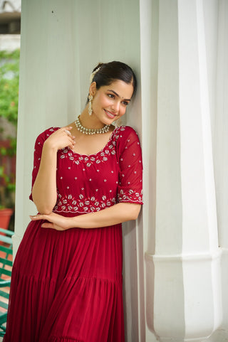 faux-blooming-georgette-gown-with-beads-embroidered-work-color-maroon-2