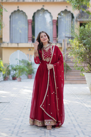 faux-blooming-georgette-long-gown-dupatta-set-with-rich-sequins-embroidered-work-color-maroon-1
