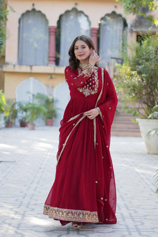 faux-blooming-georgette-long-gown-dupatta-set-with-rich-sequins-embroidered-work-color-maroon-3