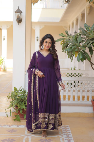     Analyzing image    faux-blooming-gown-dupatta-suit-sequins-embroidery-work-color-purple-1
