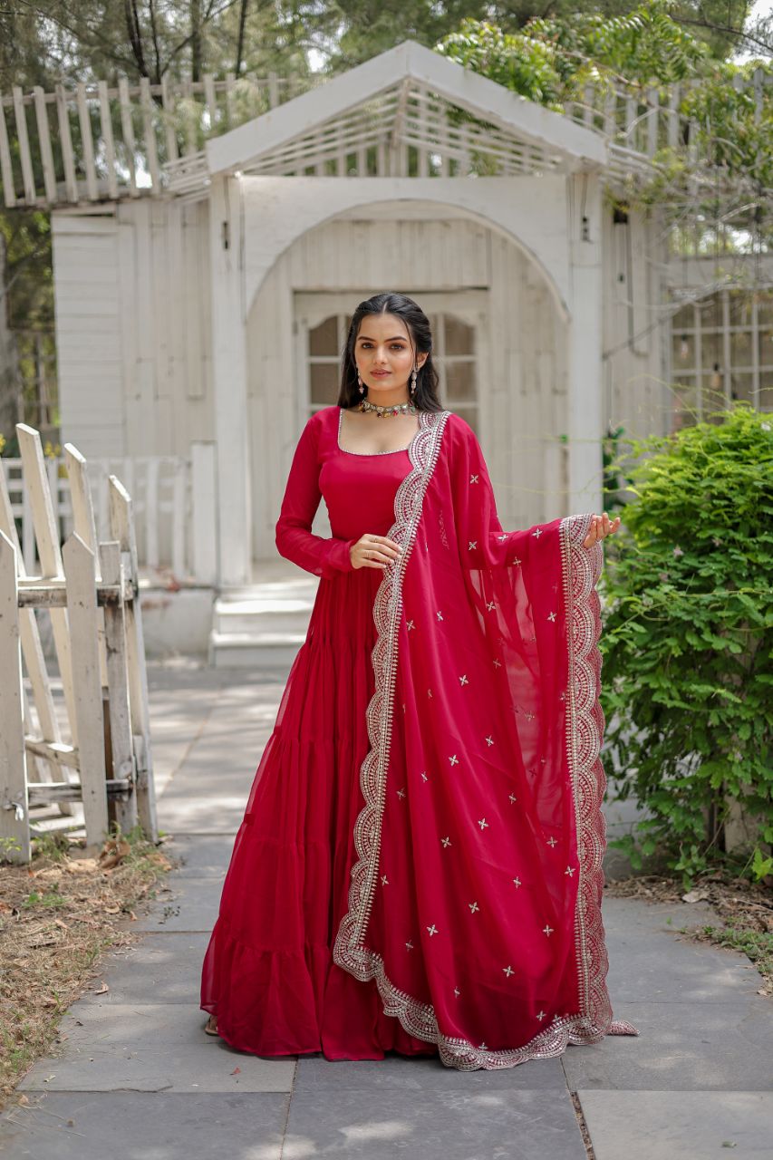 2-4 Days Delivery! Classic Faux Blooming Gown With Designer Dupatta With Sequins Embroidery Work, Listing ID: 9629658939674 Pink / M 2-4 Days Delivery! Classic Faux Blooming Gown With Designer Dupatta With Sequins Embroidery Work, Listing ID: 9629658939674 Pink / M