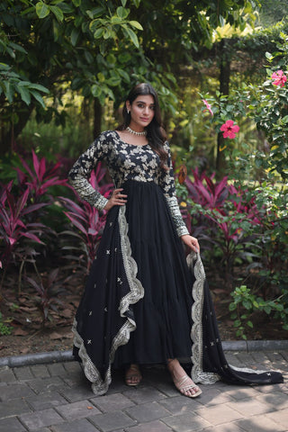 faux-blooming-gown-with-viscose-dyable-jacquard-dupatta-embroidery-sequence-work-color-black-3