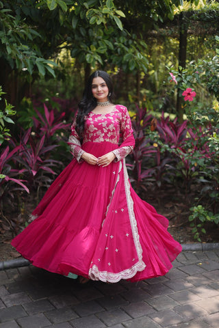 faux-blooming-gown-with-viscose-dyable-jacquard-dupatta-embroidery-sequence-work-color-pink-4
