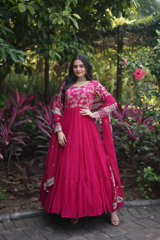 faux-blooming-gown-with-viscose-dyable-jacquard-dupatta-embroidery-sequence-work-color-pink-5