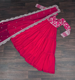  faux-blooming-gown-with-viscose-dyable-jacquard-dupatta-embroidery-sequence-work-color-pink-7