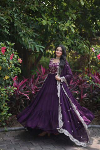 faux-blooming-gown-with-viscose-dyable-jacquard-dupatta-embroidery-sequence-work-color-wine-3