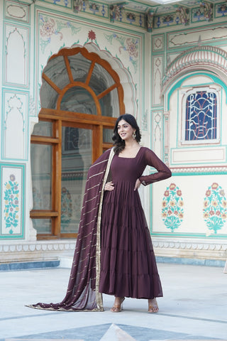  Analyzing image    faux-georgette-gown-dupatta-suit-set-with-parallel-sequins-embroidered-work-color-brown-3