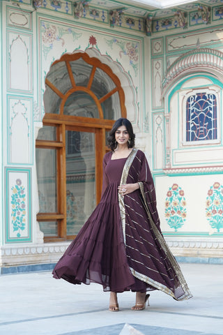  Analyzing image    faux-georgette-gown-dupatta-suit-set-with-parallel-sequins-embroidered-work-color-brown-4