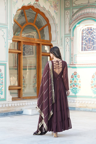  Analyzing image    faux-georgette-gown-dupatta-suit-set-with-parallel-sequins-embroidered-work-color-brown-5