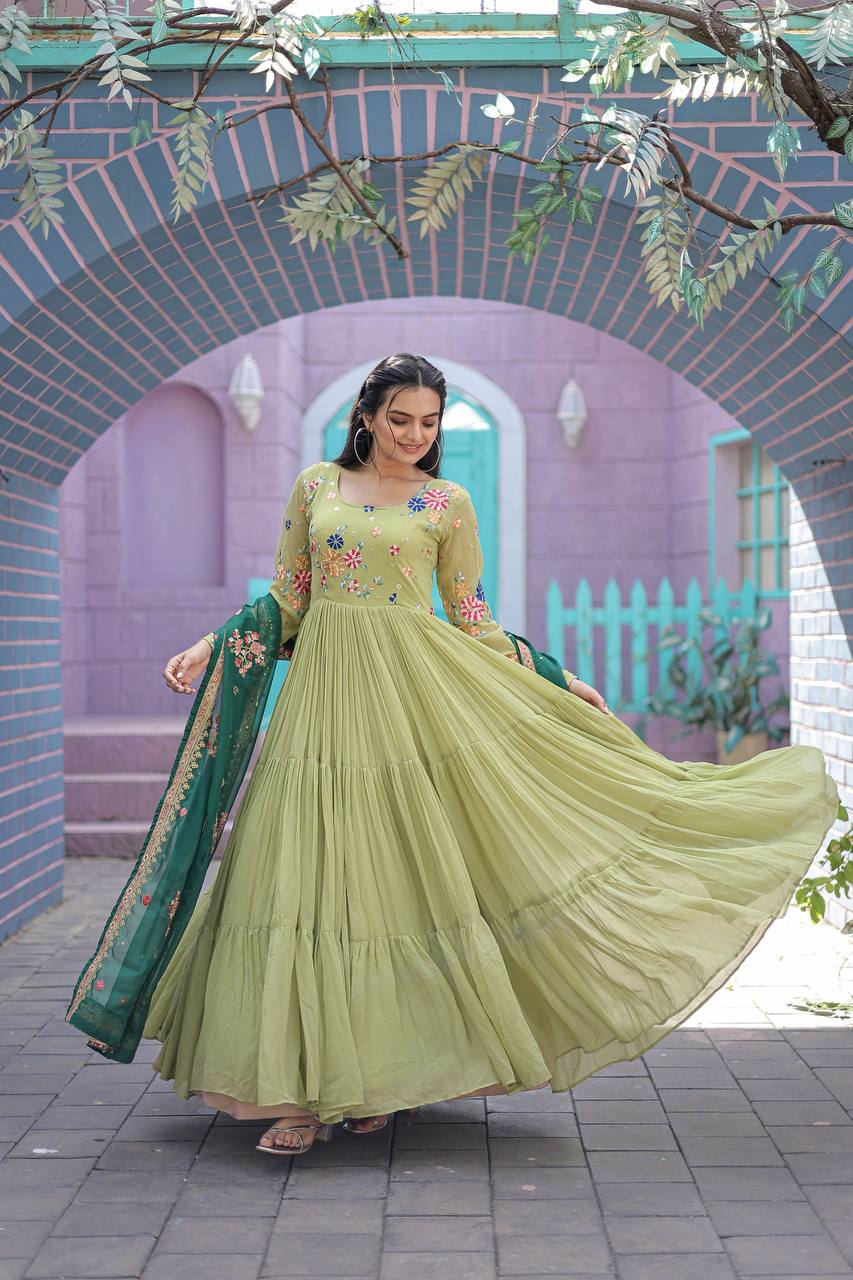 Party Wear Dress Green Dress With Dupatta Ship From India! Varman Dresses For Women Party Wear Party Wear Dress Green Dress With Dupatta Ship From India! Varman Dresses For Women Party Wear