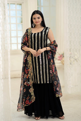 faux-georgette-kurti-sharara-dupatta-set-with-line-sequins-embroidery-work-color-black-3