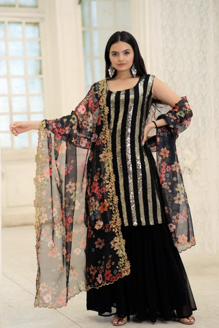faux-georgette-kurti-sharara-dupatta-set-with-line-sequins-embroidery-work-color-black-4