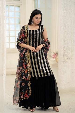 faux-georgette-kurti-sharara-dupatta-set-with-line-sequins-embroidery-work-color-black-5