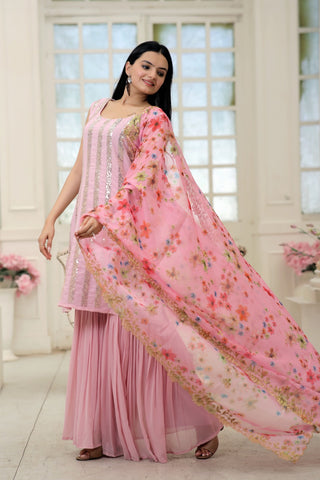 faux-georgette-kurti-sharara-dupatta-set-with-line-sequins-embroidery-work-color-pink-2
