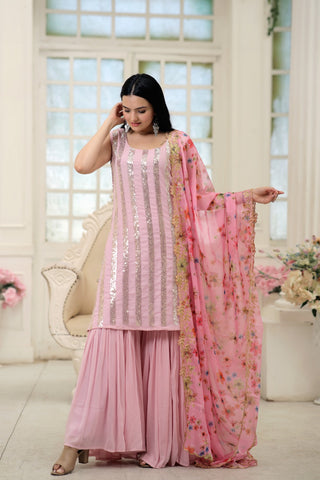 faux-georgette-kurti-sharara-dupatta-set-with-line-sequins-embroidery-work-color-pink-3