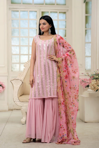 faux-georgette-kurti-sharara-dupatta-set-with-line-sequins-embroidery-work-color-pink-4