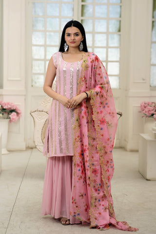 faux-georgette-kurti-sharara-dupatta-set-with-line-sequins-embroidery-work-color-pink-7