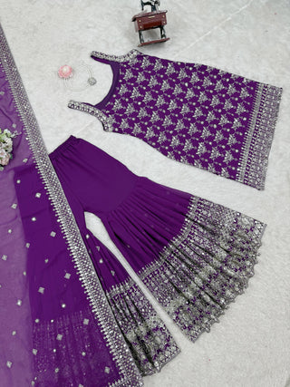 faux-georgette-kurti-sharara-dupatta-set-with-thread-9mm-sequence-work-color-purple-10