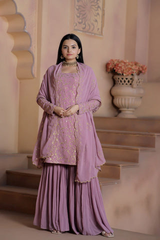 faux-georgette-kurti-sharara-dupatta-zari-sequins-embroidery-work-color-purple-1