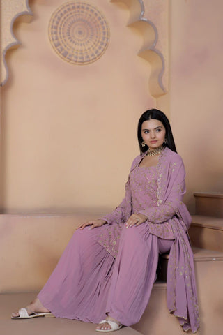 faux-georgette-kurti-sharara-dupatta-zari-sequins-embroidery-work-color-purple-3