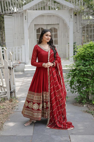 faux_blooming_gown_with_dupatta_with_embroidered_sequins_work_maroon_1