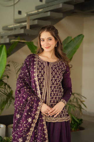 fendy-kurti-sharara-dupatta-set-with-rich-beads-embroidered-work-color-wine-2