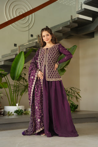 fendy-kurti-sharara-dupatta-set-with-rich-beads-embroidered-work-color-wine-4