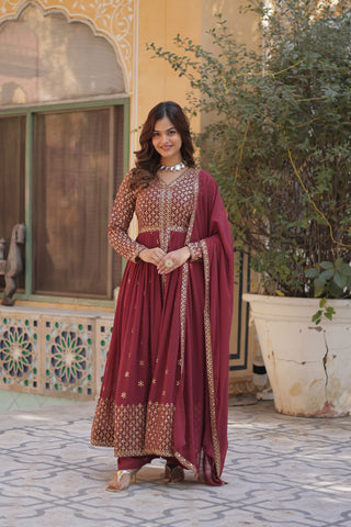 georgette-anarkali-long-gown-dupatta-sequence-embroidery-work-color-maroon-6