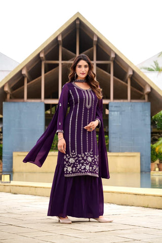 georgette-kurti-sharara-dupatta-set-with-sequence-embroidery-beads-work-color-purple-1