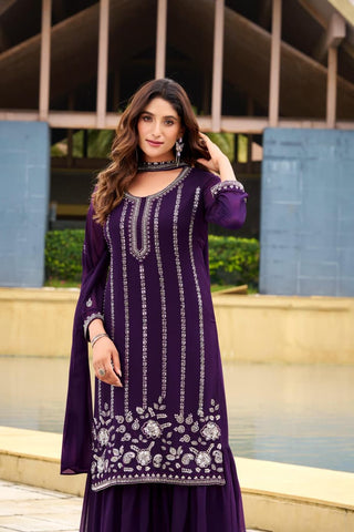 georgette-kurti-sharara-dupatta-set-with-sequence-embroidery-beads-work-color-purple-3