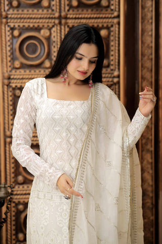  georgette-kurti-sharara-dupatta-set-with-zigzag-line-sequins-thread-embroidery-work-white-2