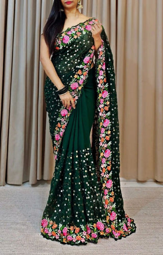 georgette-saree-with-thread-embroidery-sequins-work-color-green-1