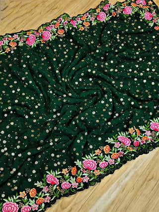 georgette-saree-with-thread-embroidery-sequins-work-color-green-2