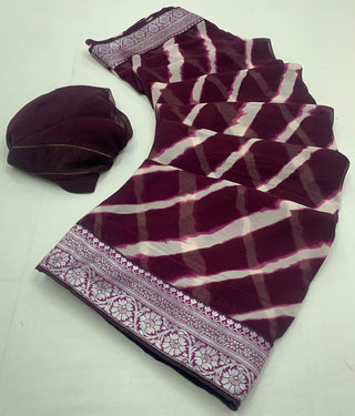 georgette-weightless-saree-blouse-with-border-designer-print-work-color-purple-2