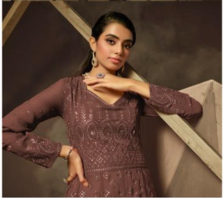 2-3 Days Delivery! Dresses For Women Party Wear Gown Georgette with Embroidery Maxi, Listing ID: 9880157880602