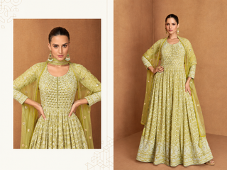 GULKAYRA ROYAL DESIGNER  GREEN GEORGETTE  STYLISH LEHENGA SUIT WITH NET DUPATTA