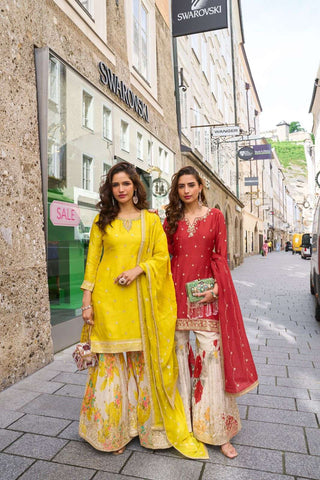 VARMAN DESIGNER SALWAR KAMEEZ FOR WOMEN READT TO WEAR CHINON SILK EMBROIDERY WITH LAZE WORK FULLY STITCHED ID : 10435352330522