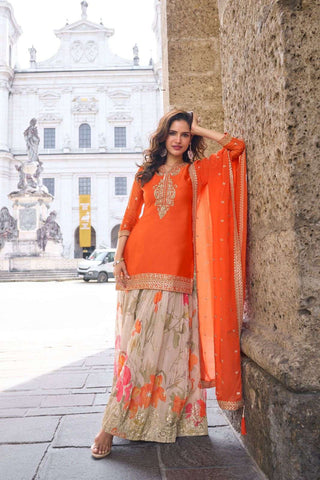 VARMAN DESIGNER SALWAR KAMEEZ FOR WOMEN READT TO WEAR CHINON SILK EMBROIDERY WITH LAZE WORK FULLY STITCHED ID : 10435352330522